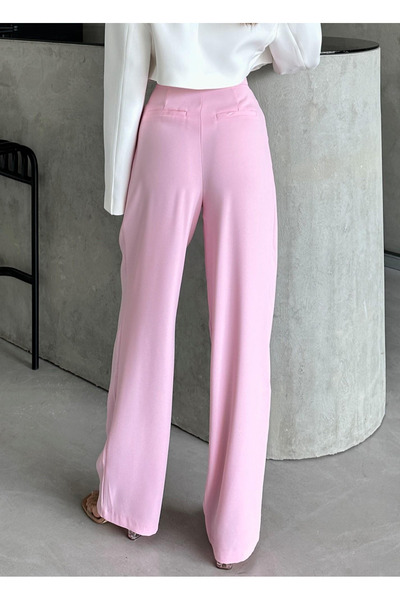 My Blog Pink Premium High Waist Palazzo Pants - 1506