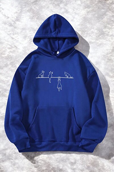 trendypassion Φούτερ άτακτη γάτα με τύπωμα oversized με κουκούλα