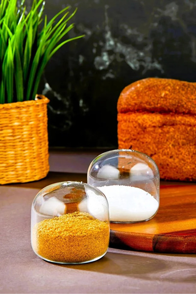 FBZhome 2 Adet Cam Tuzluk Baharatlık Silikon Kapaklı Lüks Biberlik