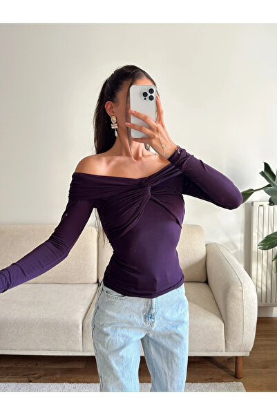 Zoom Butik Önü Drapeli Madonna Bluz - MOR