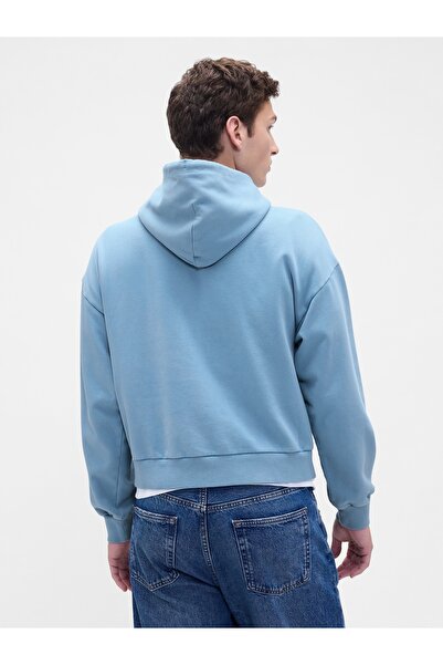 GAP Erkek Mavi Heavyweight Oversized Logo Sweatshirt