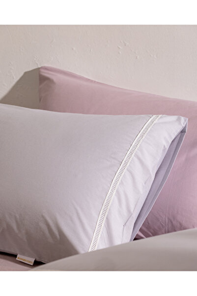 Madame Coco Modena 100% Cotton 2-Piece Pillowcase - Gray/White