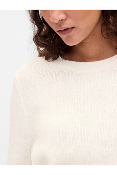 GAP Kadın Kırık Beyaz CashSoft Bisiklet Yaka Kazak