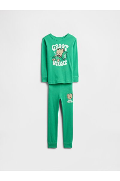 GAP Bebek Yeşil Marvel Groot 100% Organik Pamuk Pijama Takımı