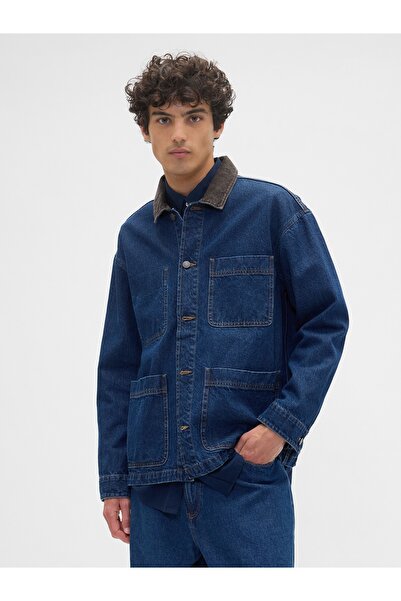 GAP Erkek Lacivert Relaxed Denim Barn Ceket
