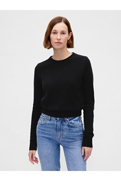 GAP Kadın Siyah CashSoft Bisiklet Yaka Kazak