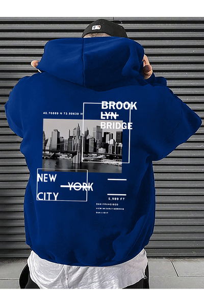 trendypassion سويت شيرت كبير الحجم مطبوع عليه جسر بروكلين للجنسين
