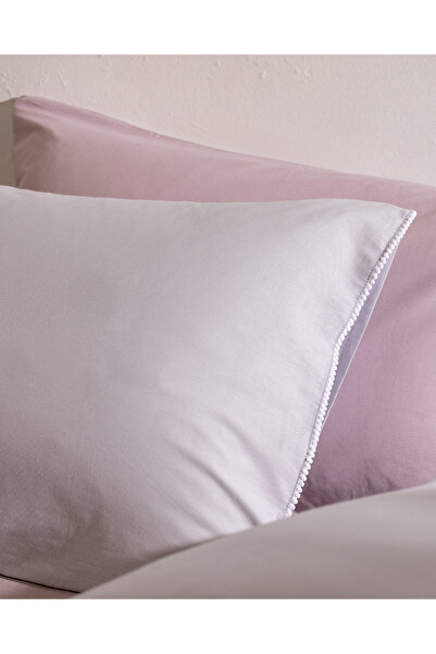 Madame Coco Marion 100% Cotton 2-Piece Pillowcase - Gray/White