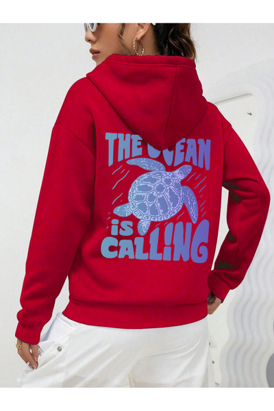trendypassion Hanorac oversize unisex cu design imprimat "The Ocean is Calling"