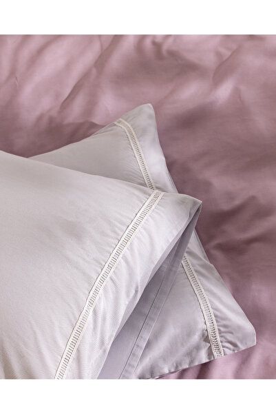 Madame Coco Modena 100% Cotton 2-Piece Pillowcase - Gray/White