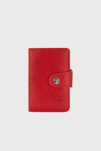 LUCCACCI Genuine Leather Red Accordion Card Holder