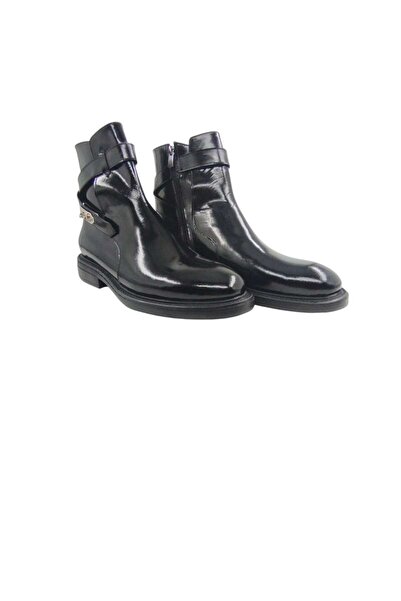 Oneka Shoes Men's Casual Boots with Nickel Lock Buckle Black Opening 420525Çyt1743