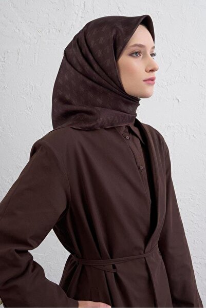 Armine Tivil İpek Eşarp IST 9412 - 84 Acı Kahve Geometrik Desen