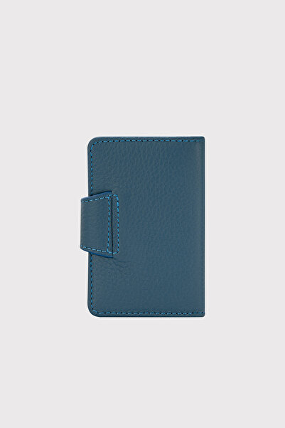 LUCCACCI Genuine Leather Petrol Blue Accordion Card Holder