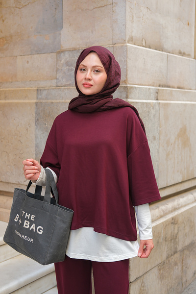 LOCCO Set de lenjerie intimă pentru femei Badili, culoare burgundy