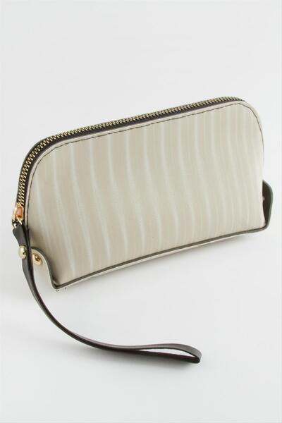 Ronanna Striped Cream Rectangular Leather Wallet