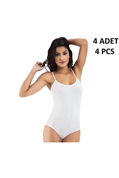 Belinay Women's String Strap 47% Modal 47% Cotton 6% Elastane Hooked 4-Piece Bodysuit