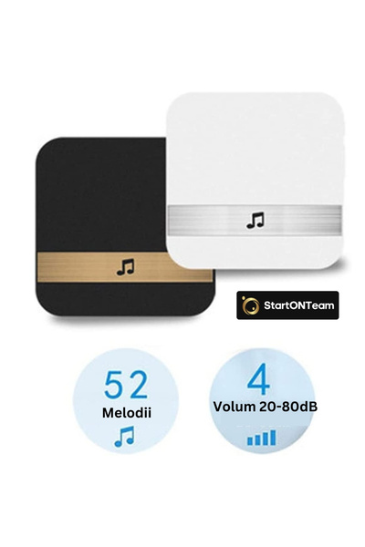 StartONTeam Indoor Doorbell, WiFi Video Intercom Receiver, 52 Melodies Black