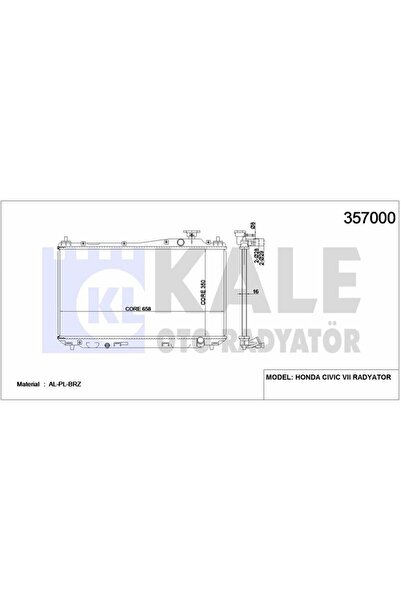 Honda Motor Su Radyatoru Honda CIVIC 2001 2006 Manuel Vites (660x350x18) - 357000