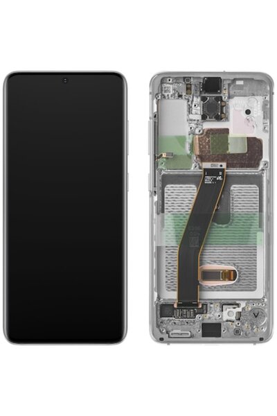 Samsung Galaxy S20 / S20 5G Touchscreen Display with Frame - White (Service Pack GH82-22123B)