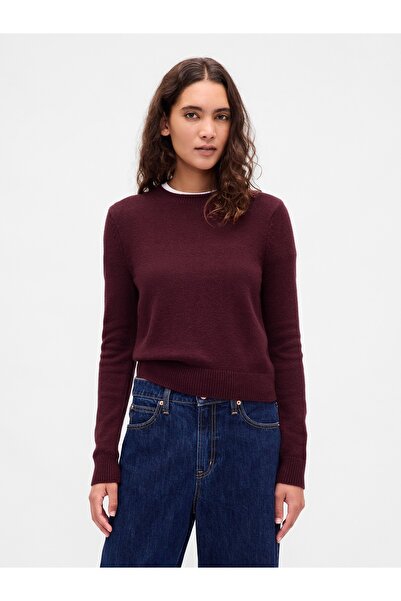 GAP Kadın Bordo CashSoft Bisiklet Yaka Kazak