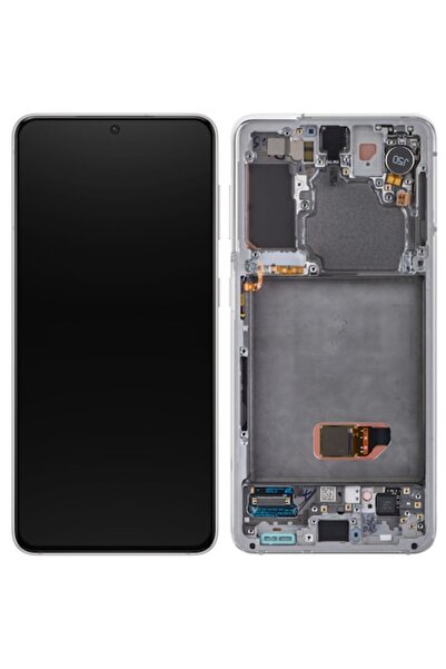 Samsung Display with Touchscreen for Galaxy S21 5G G991, with Frame, White, Service Pack