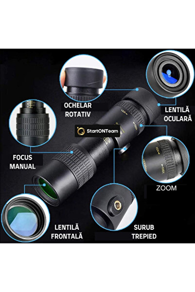 StartONTeam Professional 10-300X40 High Power Telescope Monocular, Adjustable Zoom, BaK-4 Prism, Dual Focus