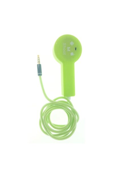 Bibilel Buton selfie cu cablu jack de 3,5 mm, pentru Android și iOS, 1 m, verde