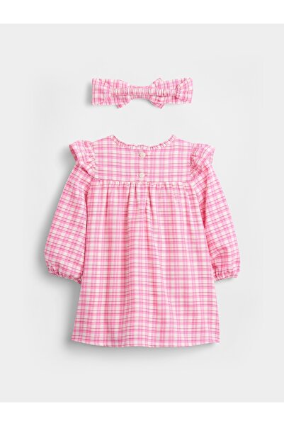 GAP Bebek Pembe Gingham Elbise Seti