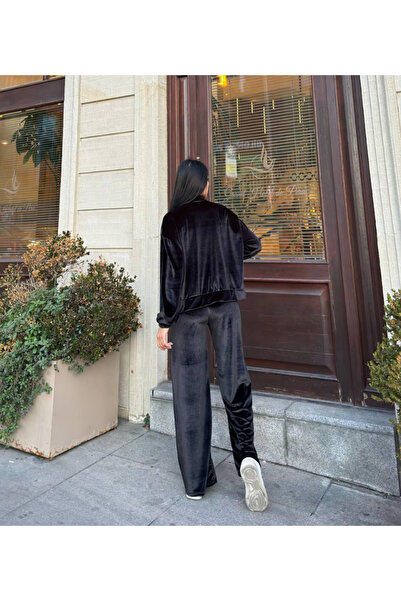 MODAMİNEM Women's Zippered Velvet Tracksuit Set