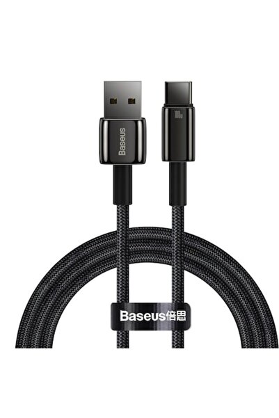 Baseus Cablu de date și încărcare USB-A la USB-C, tungsten, 100W, 1m, negru