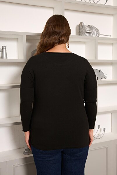 RMG Plus Size Cordone Lace Garnished Blouse Black