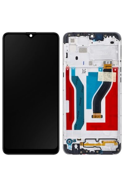Samsung Ecran tactil pentru Galaxy A10s A107, cu ramă, negru, Service Pack