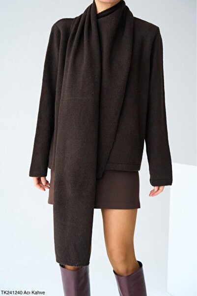 Tugem Pulover QUZU pentru femei cu șal și eșarfă supradimensionat