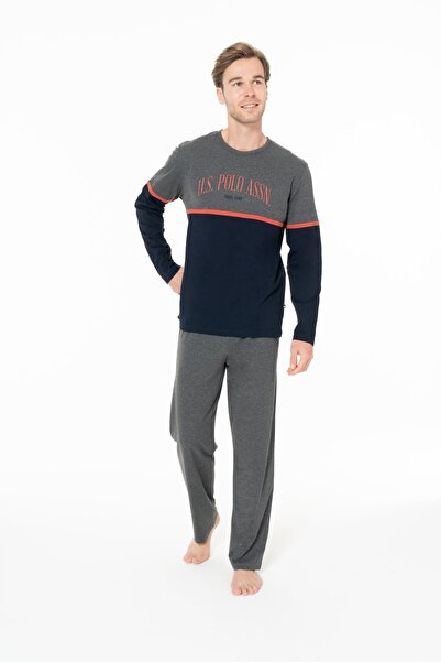 U.S. Polo Assn. 18952 Ανδρικό σετ πιτζάμες σε σκούρο μπλε χρώμα με στρογγυλή ...