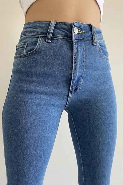 sion jeans Nitro Yüksel Bel Mavi İspanyol Paça Jeans Kadın Kot Pantolon