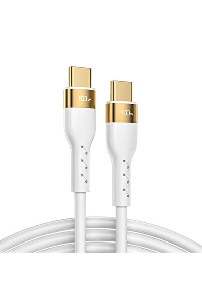 Bibilel USB-C to USB-C Cable, 100W PD Fast Charge & Data Transfer, 2m Reinforced, White-Gold