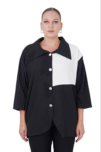 Darkmen Women's Plus Size Asymmetrical Cut Shirt Jacket