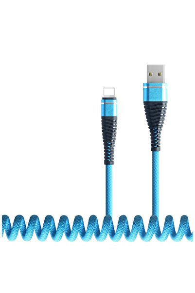 SOHO Coiled Micro USB Charging Cable for Android Devices, 1.2 m, Blue