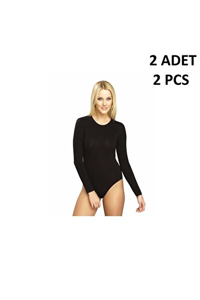 Belinay Women's Round Neck 47% Modal 47% Cotton 6% Elastane Hooked 2-Piece Bodysuit