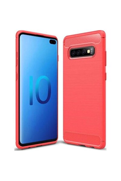 SOHO Carbon Soft Silicone Back Case for Samsung Galaxy S10 - Red