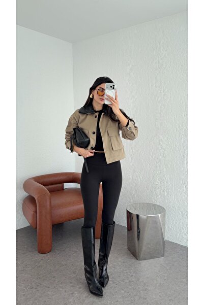 HAZELANNA Colanți negri cu talie înaltă din Lycra