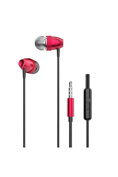Bibilel In-ear Headphones with Microphone, 3.5 mm Jack, Deep Bass, Red