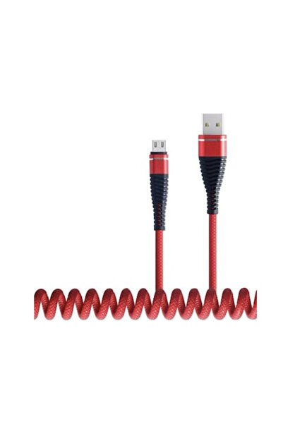 SOHO Spiral Micro USB charging/data cable for Android devices, 1.2 m, Red