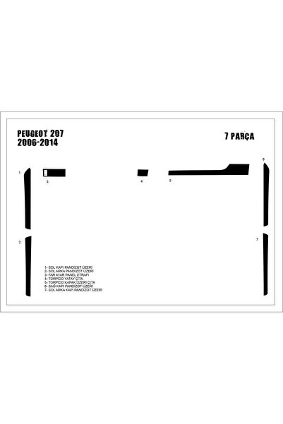 Marscockpitdesign شريطات أبواب بيجو 207 2007 - 7 قطع