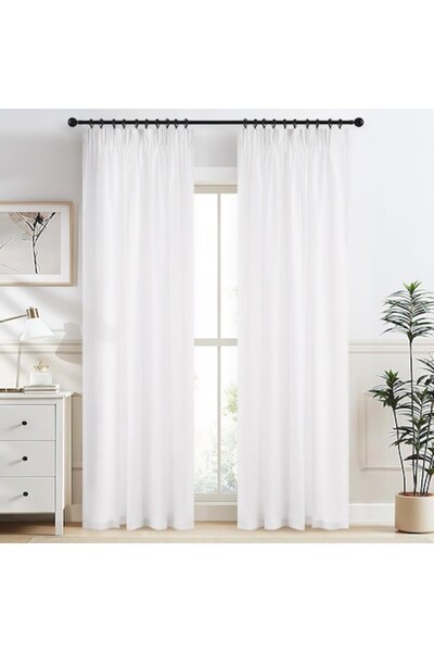 MIULEE Set 2 Draperii SemiOpace, 132 x 225 cm, Alb - CN