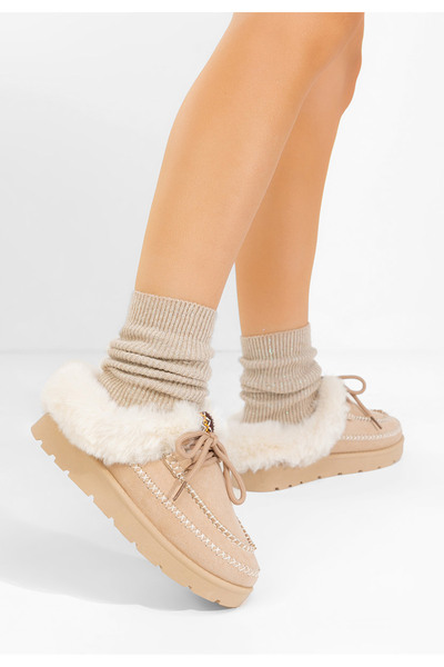 B T Shoes Béžové dámské dřeváky Leainia V2