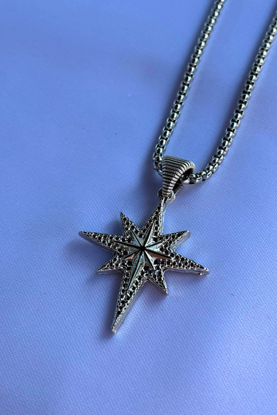 Begondio Kuzey Kutup Yıldızı El İşçiliği Paslanmaz Çelik Zincir Erkek Kolye