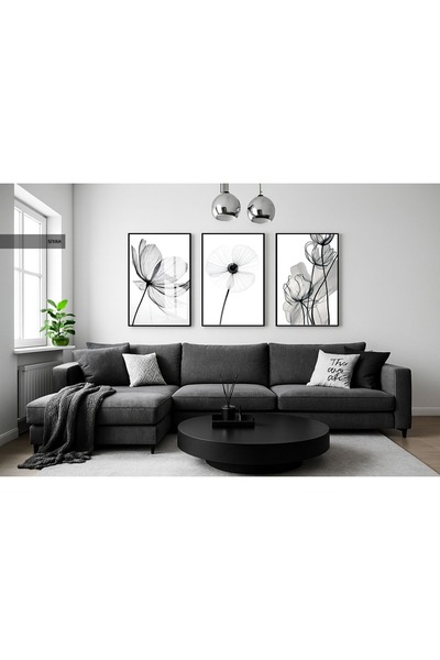 tablo köşkü Whispering Blooms (Fısıldayan Çiçekler) Çerçeveli Temperli Cam Ta...