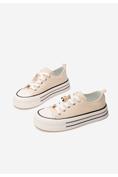 B T Shoes Béžové dívčí plátěné tenisky Miravia